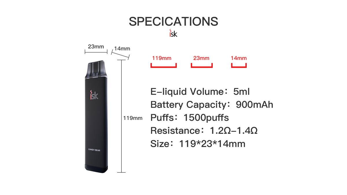 ISK041 Cigarette électronique Jetable 1500 Puffs Rectangle Jetable Vape